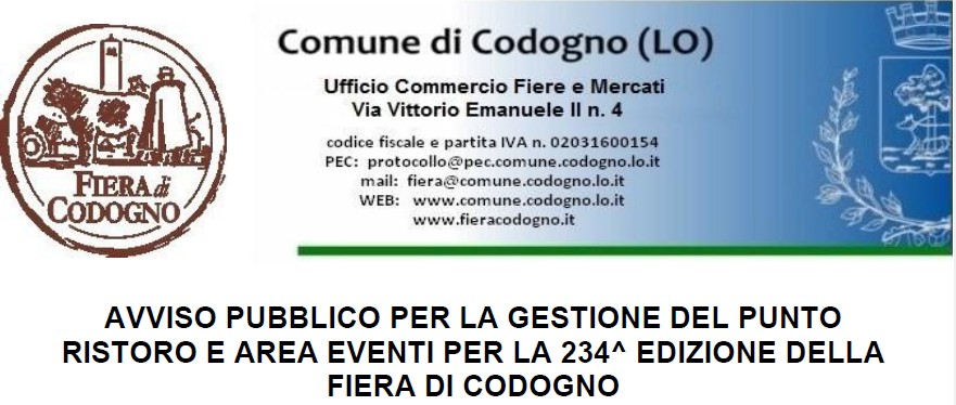 Banner avviso gestione punto ristore 234 Fiera Autunnale